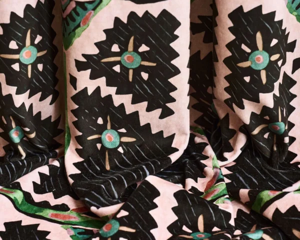 Brocha Fabric - Blush / Charcoal by pink geometric curtain with