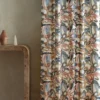 multicolour contemporary curtain with side table and vases