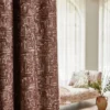 red contemporary curtain with bed and plants