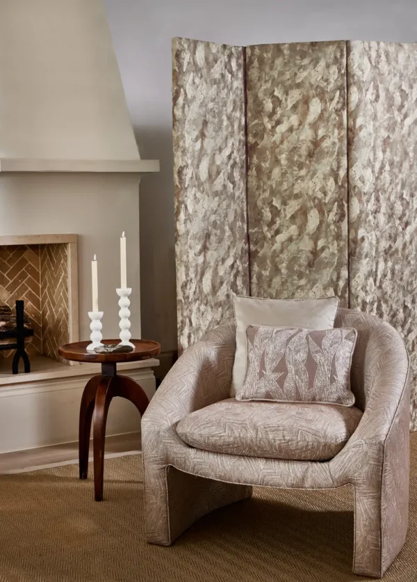 Sarcone Fabric - Canopy by brown contemporary armchair with cushion