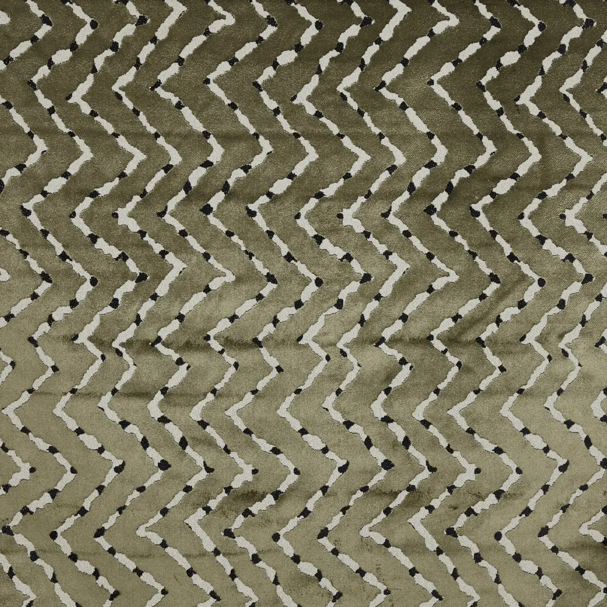 Zorro Fabric - Grassland by green geometric velvet-chenille fabric from Prestigious Textiles