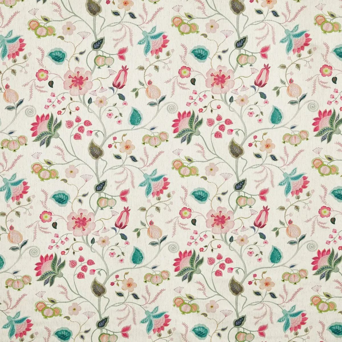 Esther Fabric - Lotus by pink botanical printed fabric from Prestigious Textiles