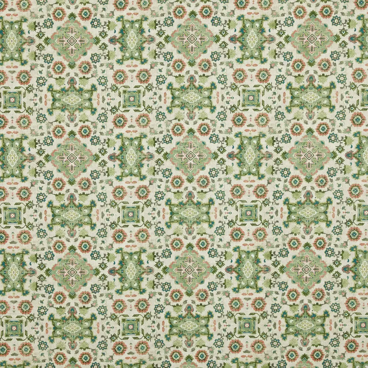 Sadira Fabric - Oasis by green traditional printed fabric from Prestigious Textiles