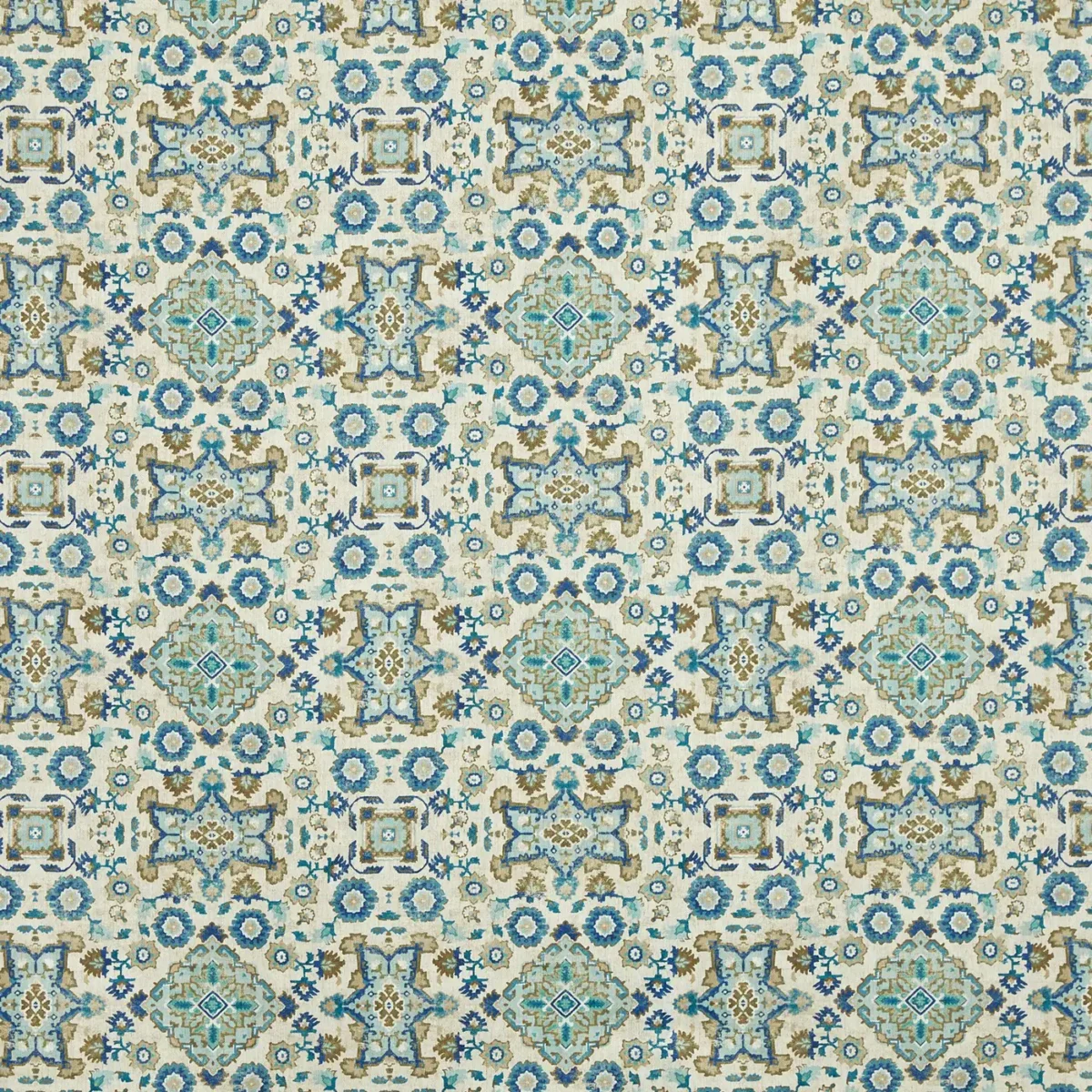 Sadira Fabric - Lagoon by blue traditional printed fabric from Prestigious Textiles