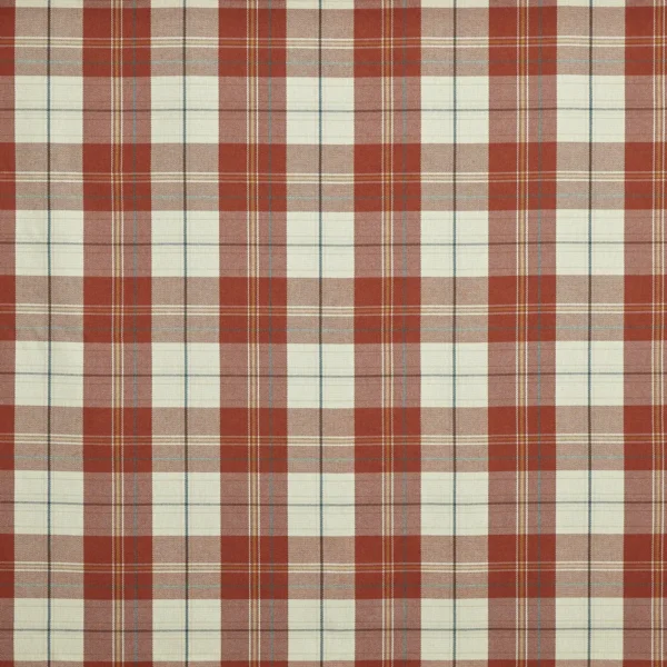Cyrus Fabric - Dragonfly by red checked woven fabric from Prestigious Textiles