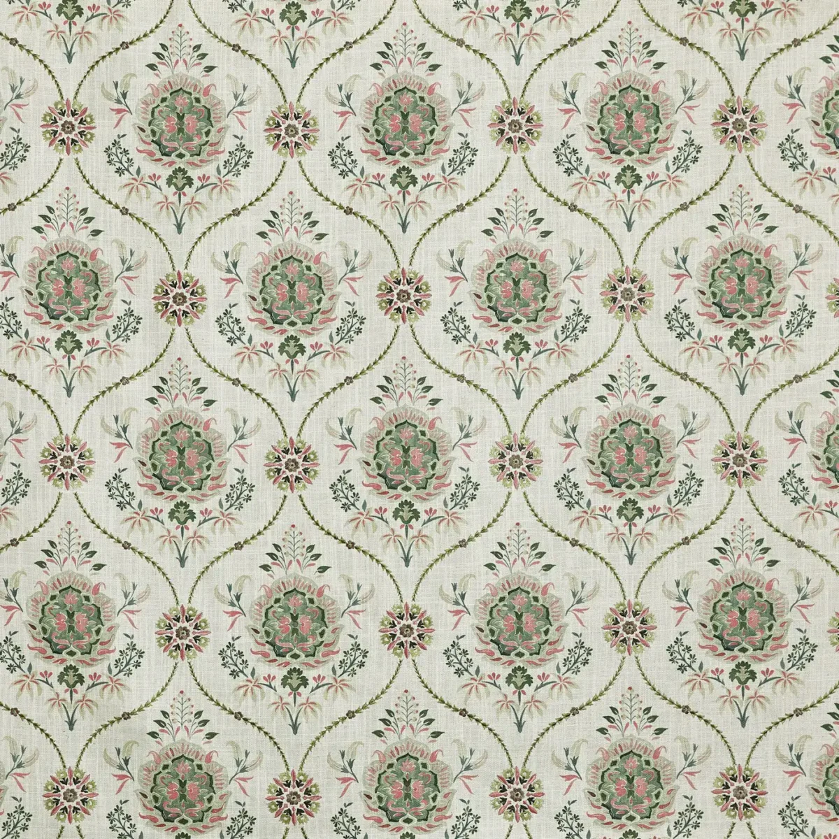 green botanical embroideried fabric from Prestigious Textiles