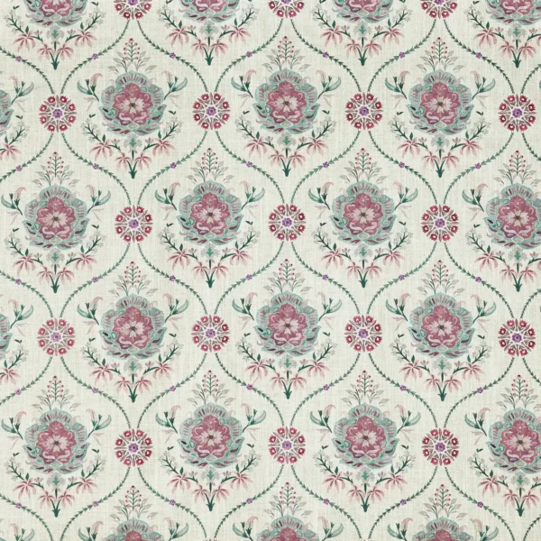 Leila Fabric - Lotus by purple botanical embroideried fabric from Prestigious Textiles