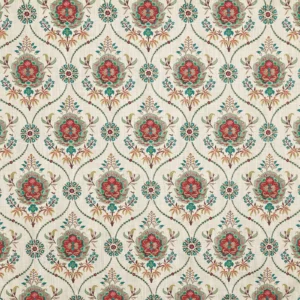 red botanical embroideried fabric from Prestigious Textiles