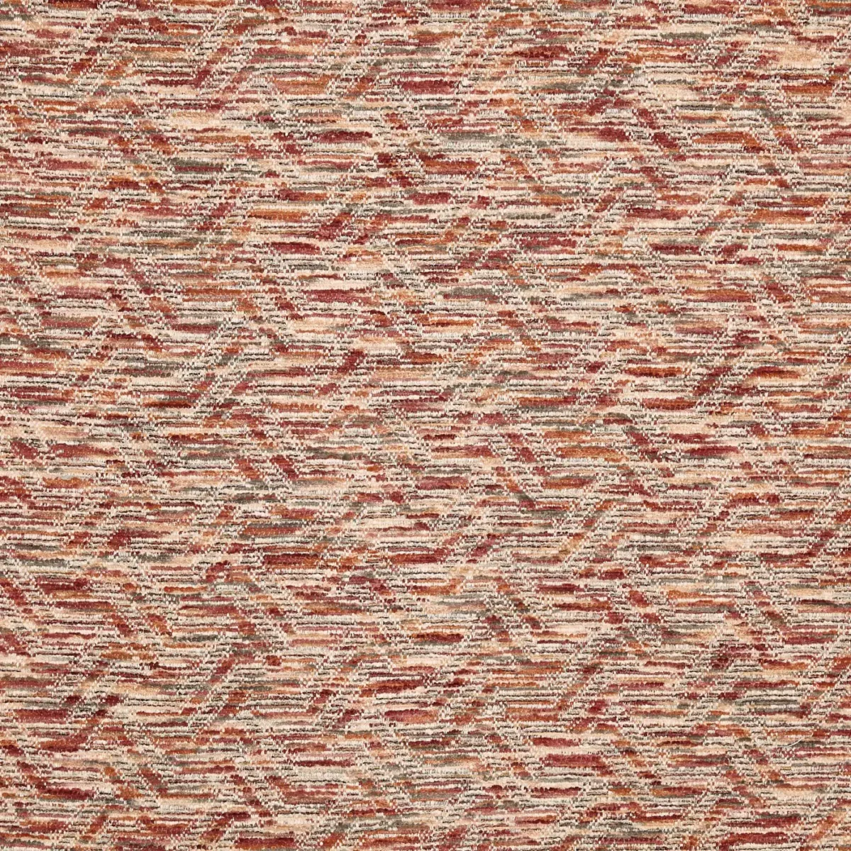Shayan Fabric - Tangerine by red geometric velvet-chenille fabric from Prestigious Textiles