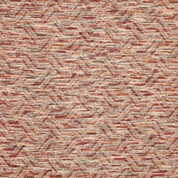 Shayan Fabric - Tangerine by red geometric velvet-chenille fabric from Prestigious Textiles