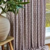 purple botanical curtain with plants