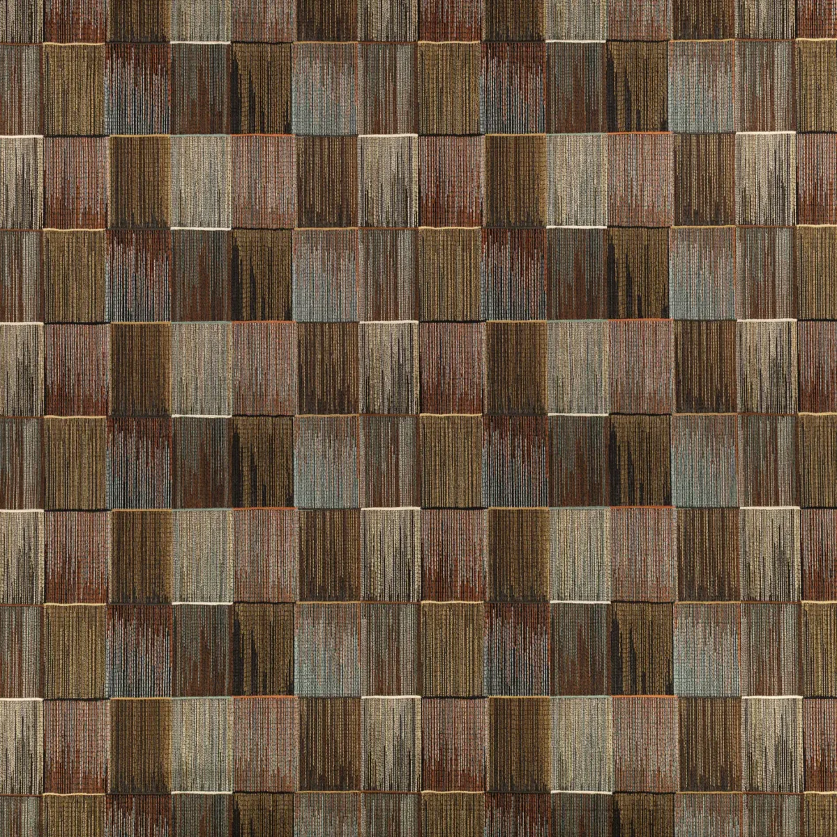brown geometric embroideried fabric from Romo
