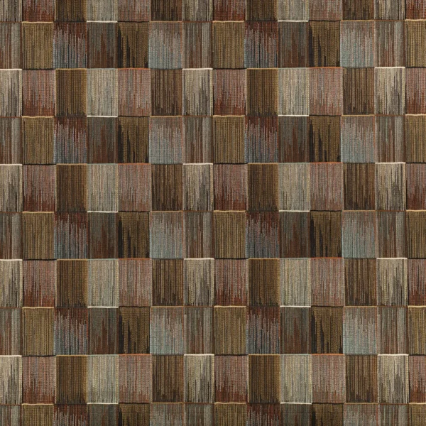 Sekani Fabric - Chocolate by brown geometric embroideried fabric from Romo