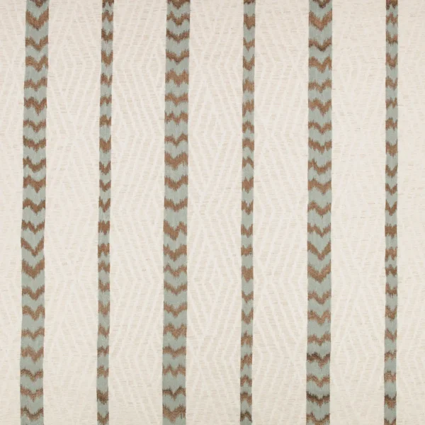 Indu Fabric - Faroe by neutral striped embroideried fabric from Romo