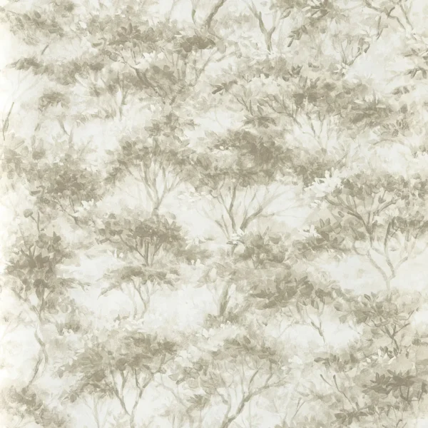 Boschetto Wallpaper - Linen / Mocha by Boschetto Wallpaper from Clarke & Clarke Elements Wallpapers collection - black-grey botanical