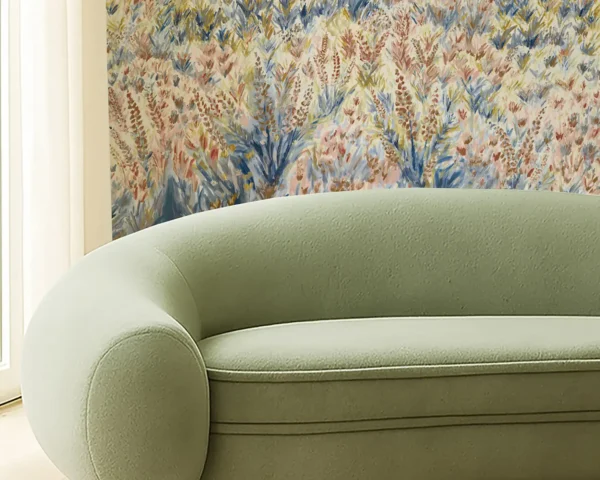 Wildbloom Wallpaper - Midnight / Antique by Wildbloom Wallpaper from Clarke & Clarke Elements Wallpapers collection - blue botanical