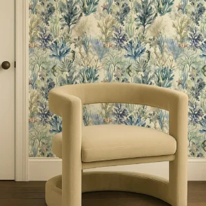 Oceana Wallpaper from Clarke & Clarke Elements Wallpapers collection - blue botanical