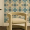 Kalia Wallpaper from Clarke & Clarke Elements Wallpapers collection - blue contemporary