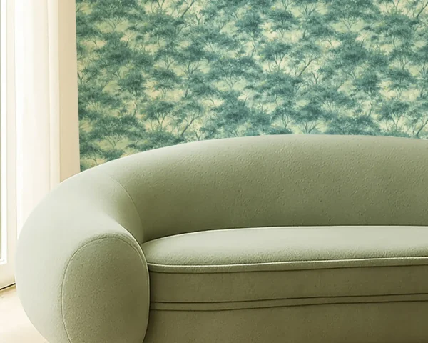 Boschetto Wallpaper - Teal by Boschetto Wallpaper from Clarke & Clarke Elements Wallpapers collection - blue botanical