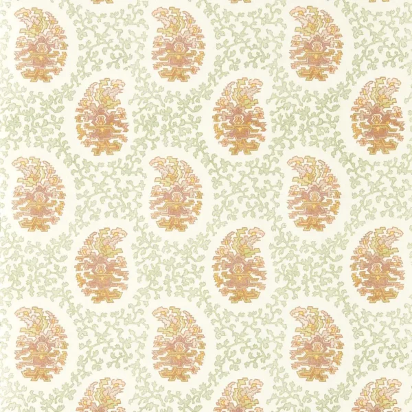 Paisley Wallpaper - Seaglass by Paisley Fabric from Harlequin Zamora Wallpapers collection - green spotted