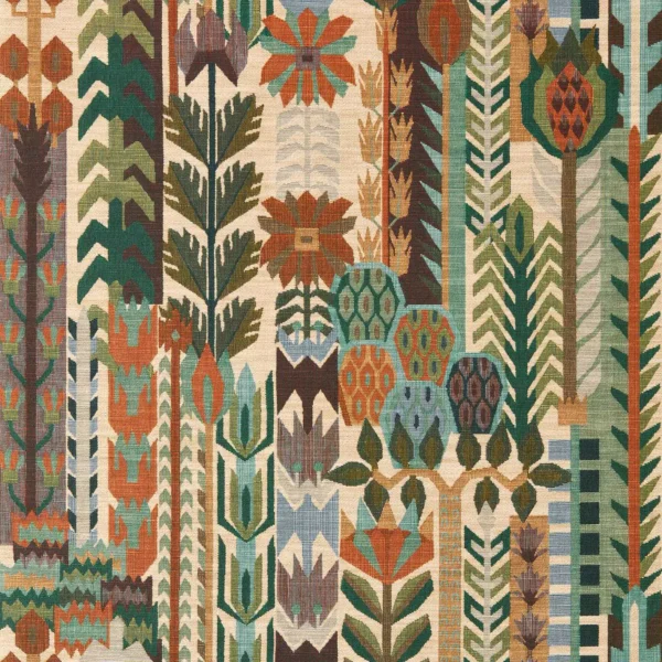 Kuparr Wallpaper - Evergreen / Terracotta by Kuparr Fabric from Harlequin Zamora Wallpapers collection - green botanical