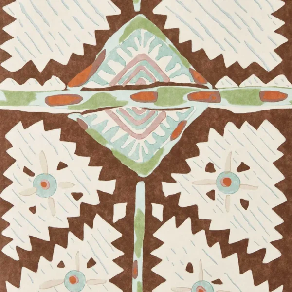 Brocha Wallpaper - Beechwood / Lagoon by Brocha Fabric from Harlequin Zamora Wallpapers collection - brown geometric
