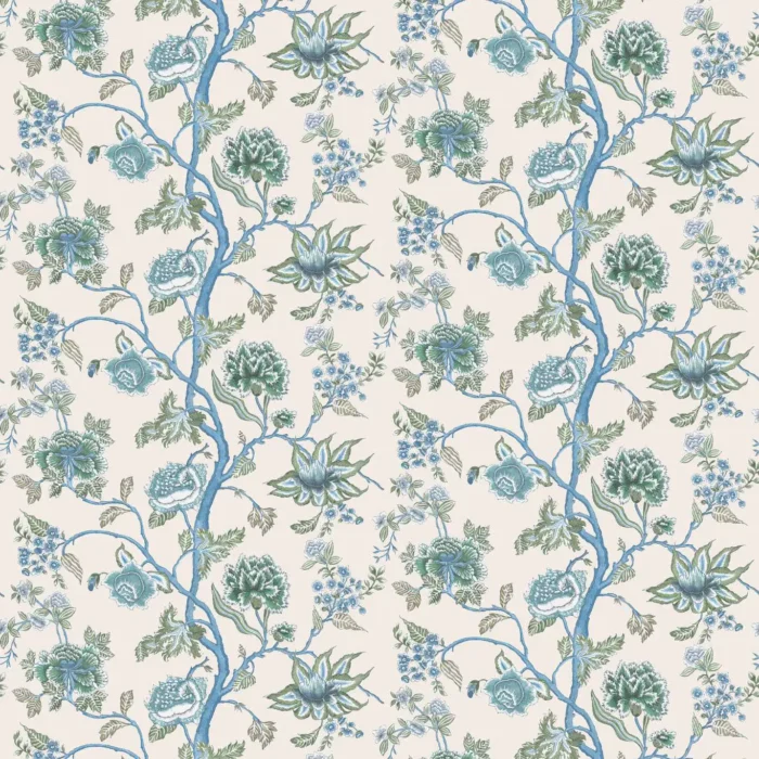 Indienne Wallpaper - Cornflower / Pine swatch