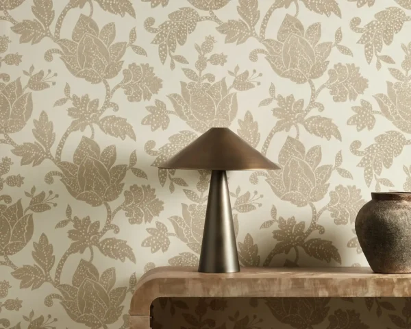 Zamora Wallpaper - Parchment by Zamora Fabric from Harlequin Zamora Wallpapers collection - neutral botanical