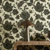 Zamora Fabric from Harlequin Zamora Wallpapers collection - black-grey botanical