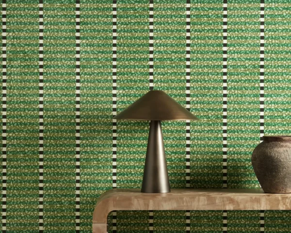 Toluca Wallpaper - Forest / Onyx by Toluca Fabric from Harlequin Zamora Wallpapers collection - green striped
