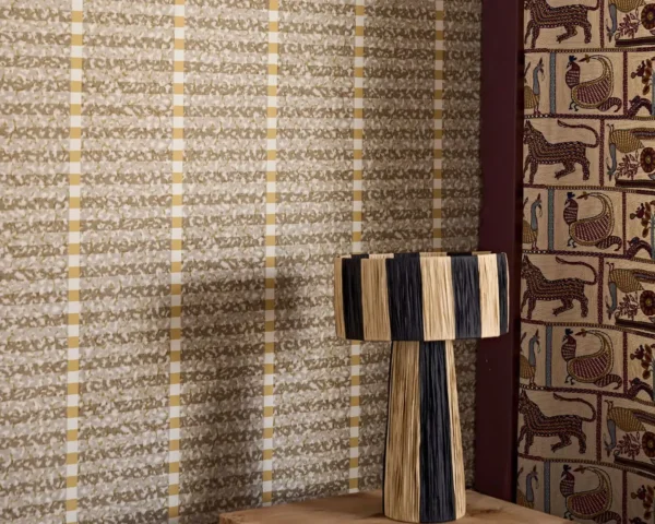 Toluca Wallpaper - Stone / Nectar by Toluca Fabric from Harlequin Zamora Wallpapers collection - neutral striped