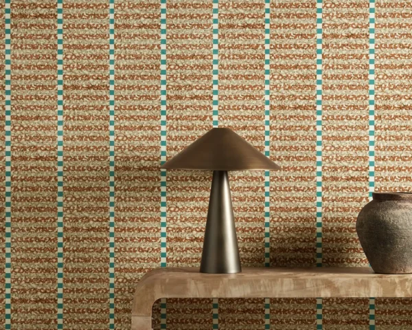 Toluca Wallpaper - Spice / Azul by Toluca Fabric from Harlequin Zamora Wallpapers collection - red striped