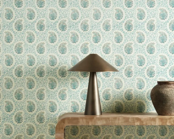 Paisley Wallpaper - Indigo by Paisley Fabric from Harlequin Zamora Wallpapers collection - blue spotted
