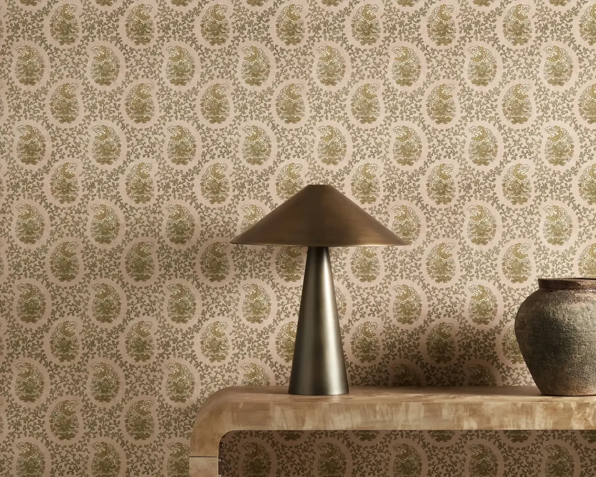 Paisley Wallpaper - Grounded by Paisley Fabric from Harlequin Zamora Wallpapers collection - pink spotted