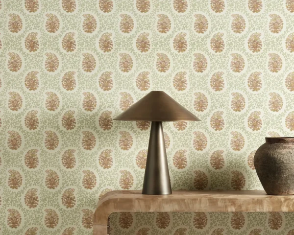 Paisley Wallpaper - Seaglass by Paisley Fabric from Harlequin Zamora Wallpapers collection - green spotted
