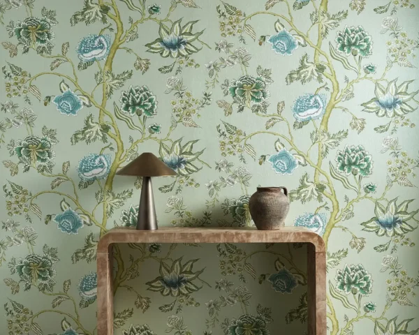 Indienne Fabric from Harlequin Zamora Wallpapers collection - green botanical