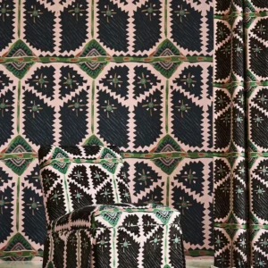 Brocha Fabric from Harlequin Zamora Wallpapers collection - green geometric