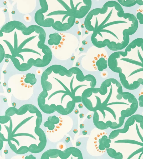 Poppy Pod Wallpaper - Marine by Poppy Pod Wallpaper from Scion Pomona Wallpapers collection - green botanical
