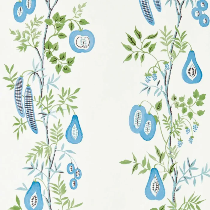 On The Vine Wallpaper - Cornflower Kelly Green swatch