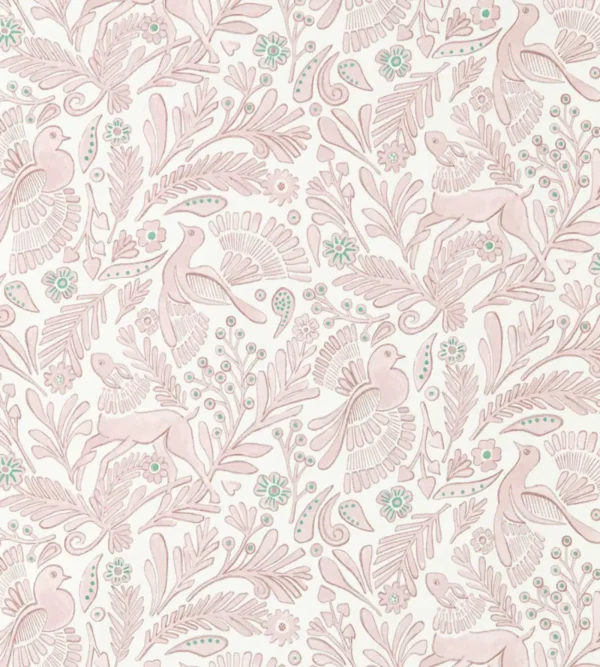 Dove Deer Wallpaper - Lilac by Dove Deer Wallpaper from Scion Pomona Wallpapers collection - pink animal