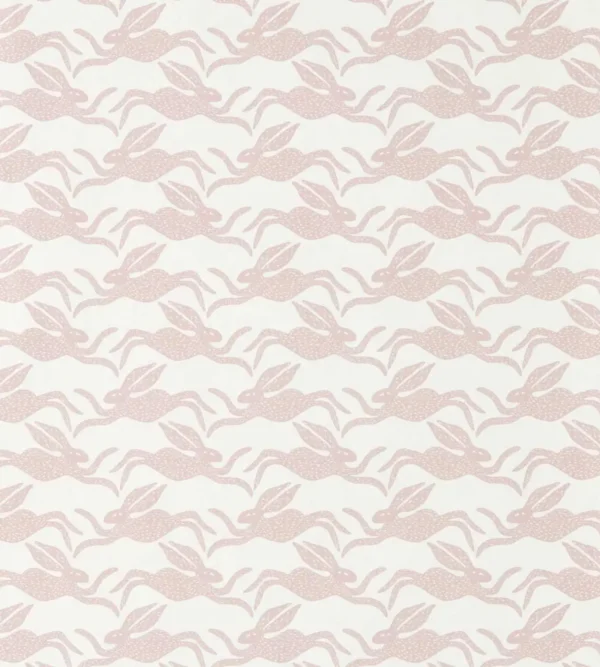Hares Wallpaper - Lilac by Hares Wallpaper from Scion Pomona Wallpapers collection - pink animal