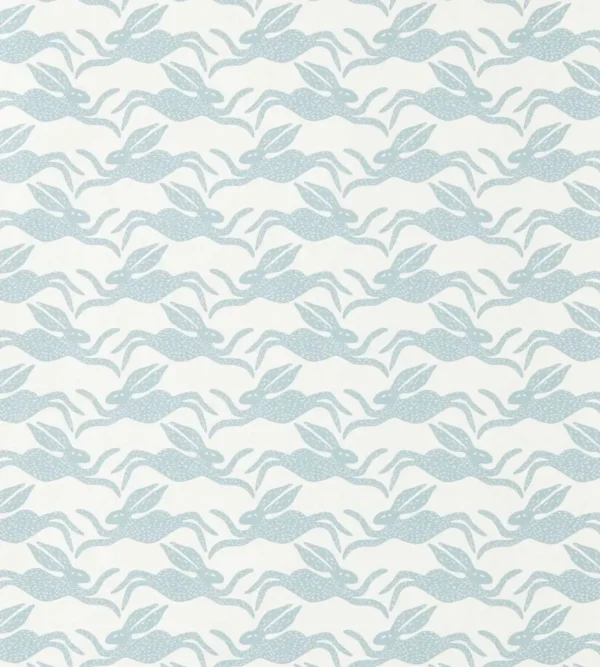 Hares Wallpaper - Coast Blue by Hares Wallpaper from Scion Pomona Wallpapers collection - blue animal