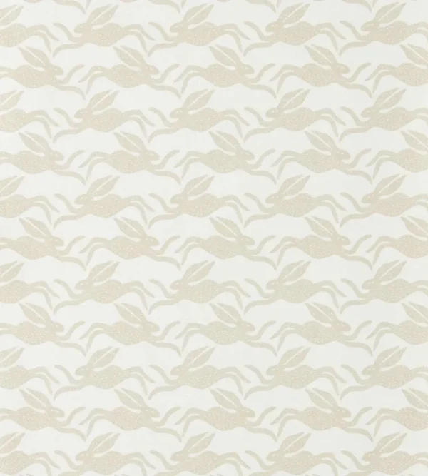 Hares Wallpaper - Pebble by Hares Wallpaper from Scion Pomona Wallpapers collection - neutral animal