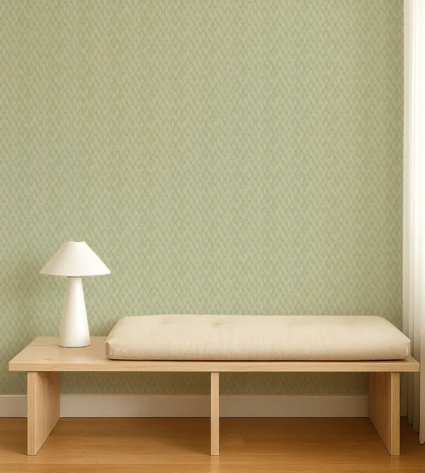 Triangle Trellis Wallpaper - Kelly Green by Triangle Trellis Wallpaper from Scion Pomona Wallpapers collection - green geometric