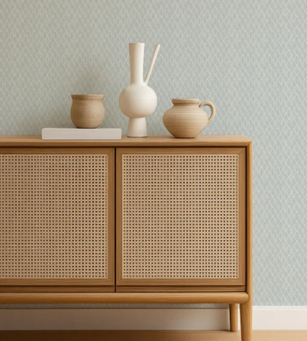Triangle Trellis Wallpaper from Scion Pomona Wallpapers collection - blue geometric