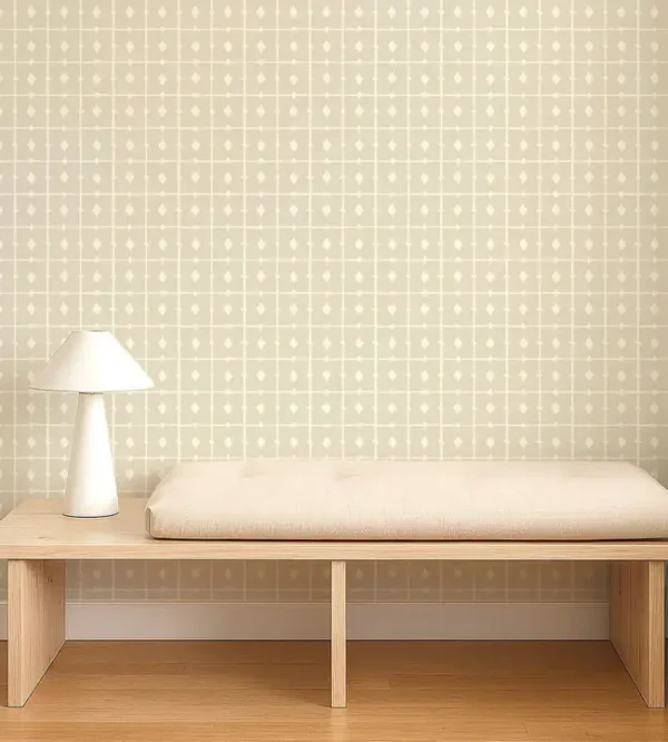 Tiles Wallpaper - Mushroom by Tiles Wallpaper from Scion Pomona Wallpapers collection - neutral checked
