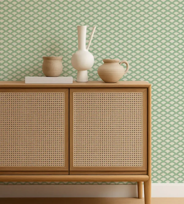 Scallop Frill Wallpaper from Scion Pomona Wallpapers collection - green misc
