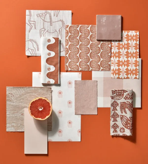 Owl Butterfly Wallpaper - Tangerine Blush by Owl Butterfly Wallpaper from Scion Pomona Wallpapers collection - orange misc