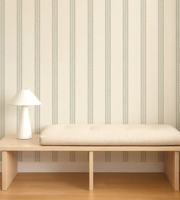 Fondant Stripe Wallpaper - Mushroom by Fondant Stripe Wallpaper from Scion Pomona Wallpapers collection - neutral striped