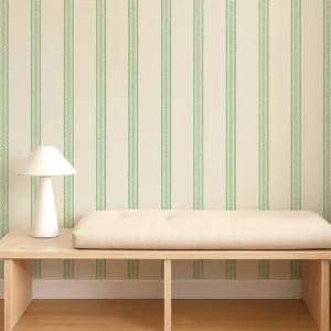Fondant Stripe Wallpaper from Scion Pomona Wallpapers collection - green striped